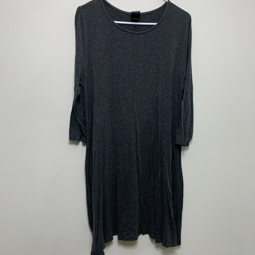 Agnes and Dora 3/4 Sleeve Swing Tunic- Charcoal